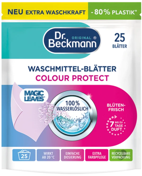 Dr. Beckmann Magic Leaves Colour Protect – pesulehed värvilisele pesule (25 tk)