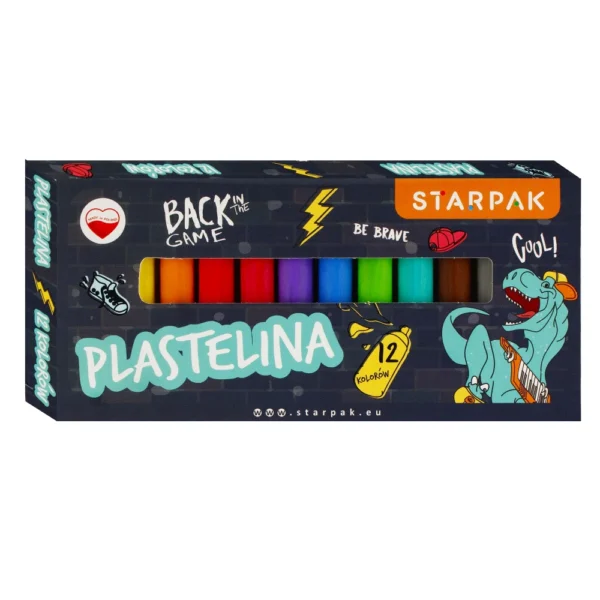 Plastiliin Starpak „Dino Skate”, 12 värvi