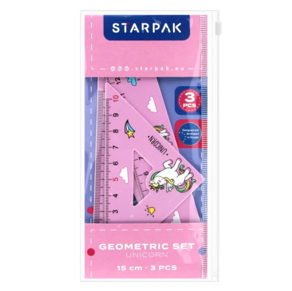Starpak geomeetria koolikomplekt, 3-osaline, 15 cm, ükssarvik