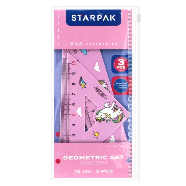 Starpak geomeetria koolikomplekt, 3-osaline, 15 cm, ükssarvik